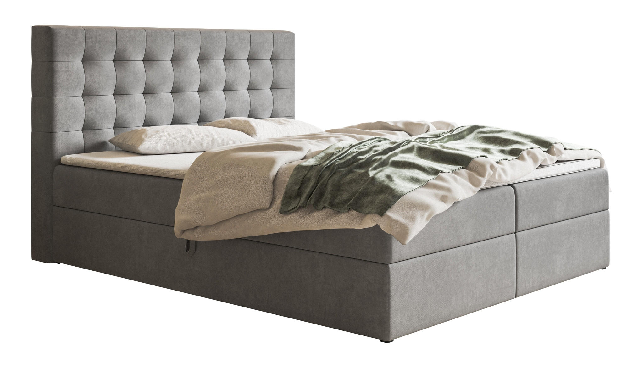 BOXSPRINGBETT 160x200 Jora mit Matratze H3, Bettkasten, Hellgrau - Hellgrau, Holz/Textil (160/200cm) - Emporius
