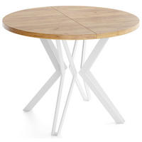 ESSTISCH Austin runder ausziehbarer, Craft Eiche 120-200/100/76 cm - Eiche Wotan/Braun, Holzwerkstoff/Metall (120/200/76cm) - WFL GROUP