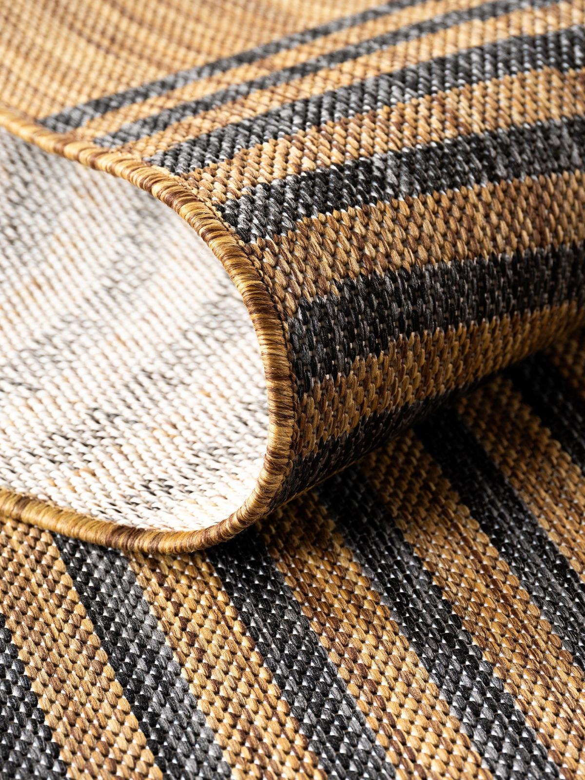 LÄUFER Outdoor, Fußbodenheizung-geeignet, mit Bogenmuster, VIGOLENO in Braun-Schwarz, 80 x 250 cm - Braun, Textil (80/250cm) - KADIMA DESIGN