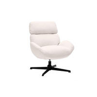 SCHWENKSESSEL Ripp-Velours Creme Metall Schwarz KLEM - Weiß, Textil (77/87/73cm) - Miliboo