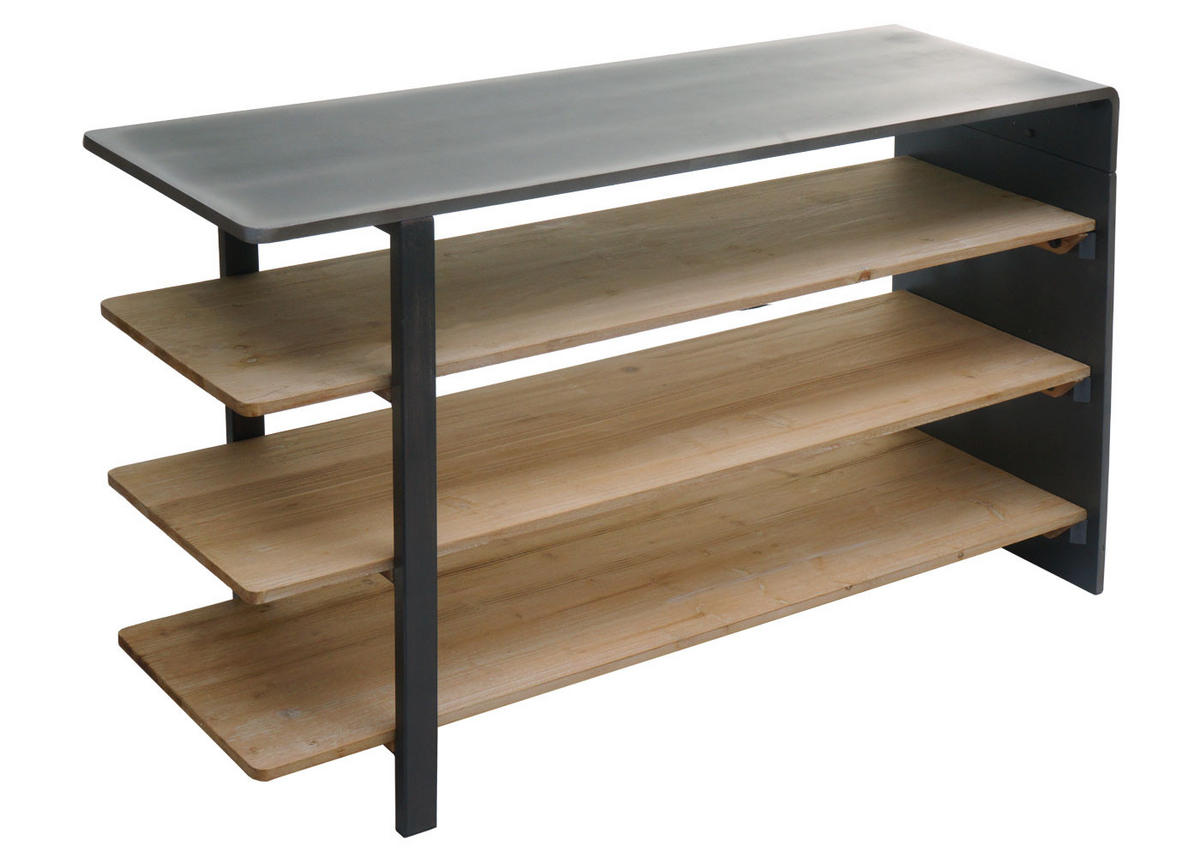 REGAL 72x119x40cm Massiv-Holz Industrial Natur mit Metall-Optik - Naturfarben, Metall (119/72/40cm) - BERLINLODGE