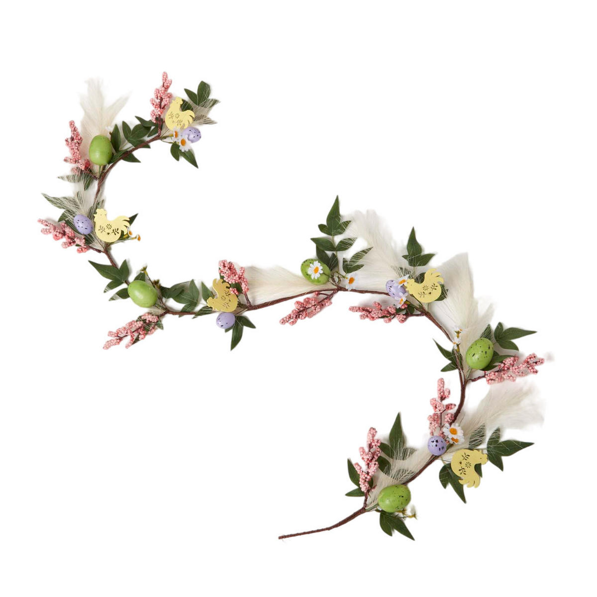 OSTERDEKO Girlande mit Ostereiern & Hühnern, 140 cm - Gelb, Kunststoff (13/140/140cm) - Homescapes