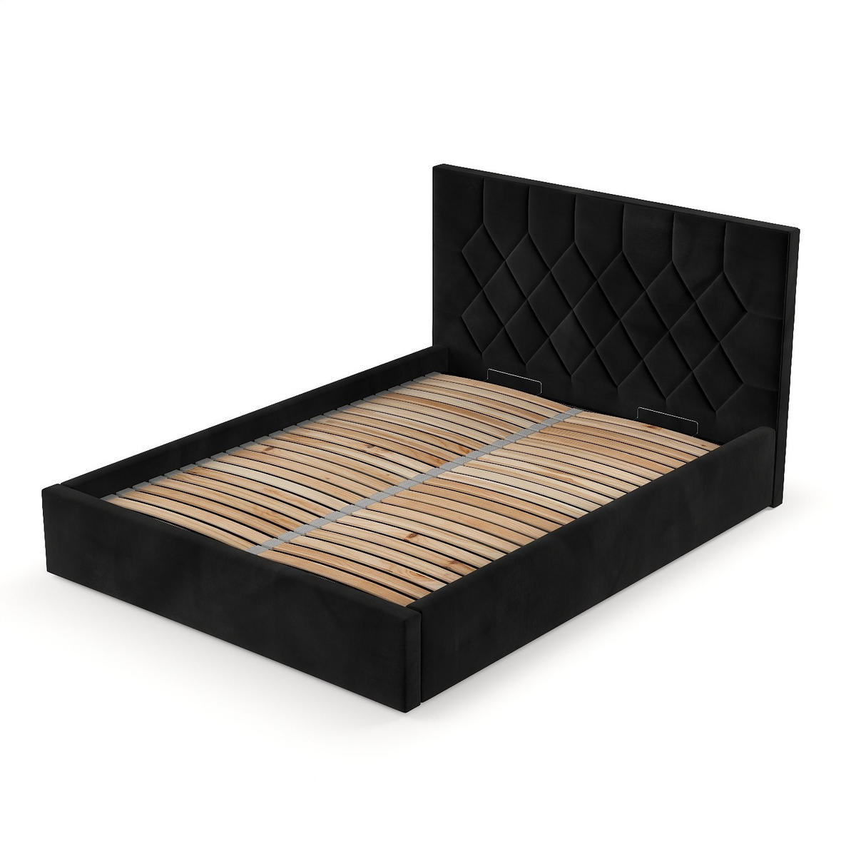 POLSTERBETT Brisa 140/200 cm Schwarz im Kronos Stoff - Schwarz/Naturfarben, Holz/Holzwerkstoff (140/200cm) - AltaBeds