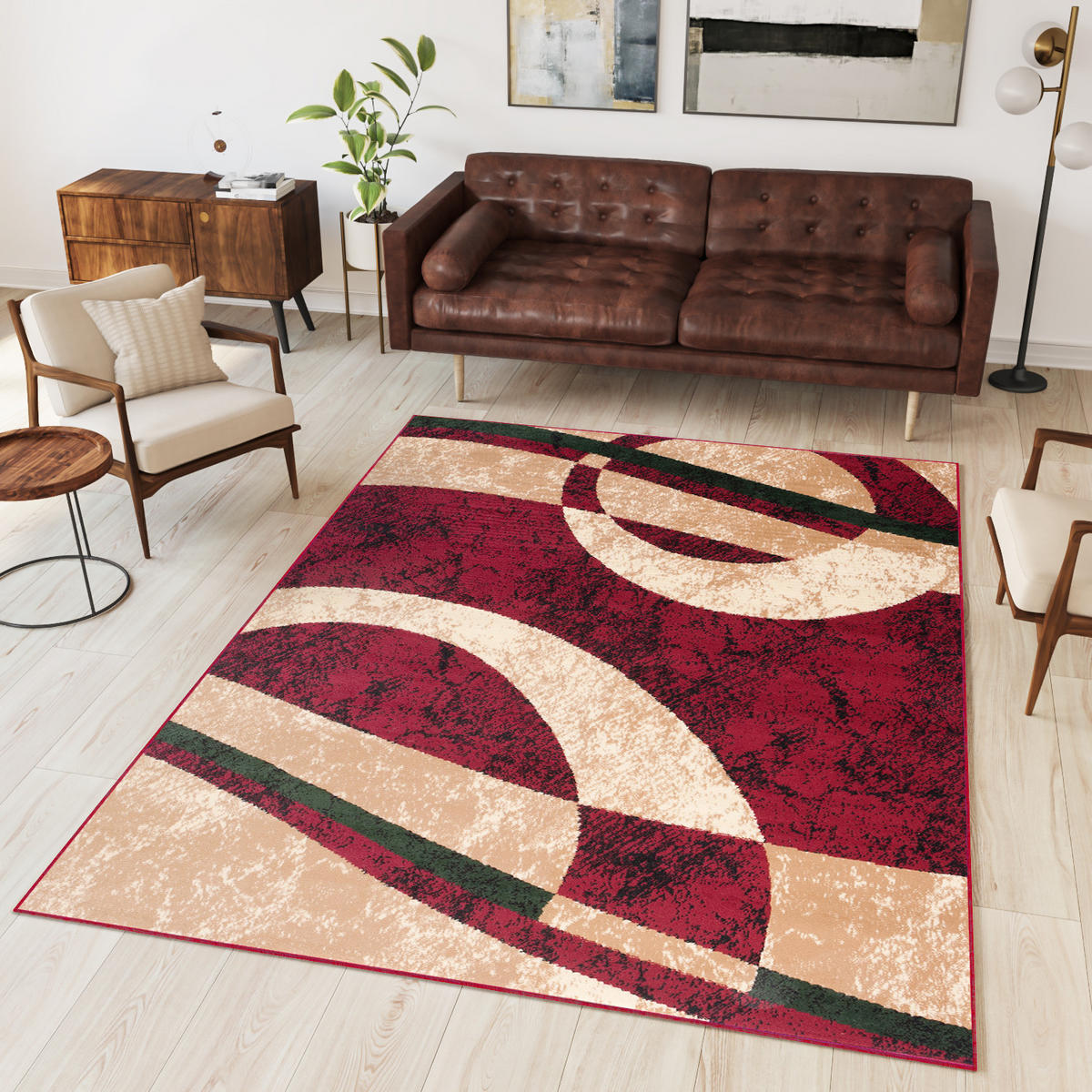 TEPPICH DREAM Rot Creme 60/100 cm - Rot/Creme, Textil (60/100cm) - Tapiso