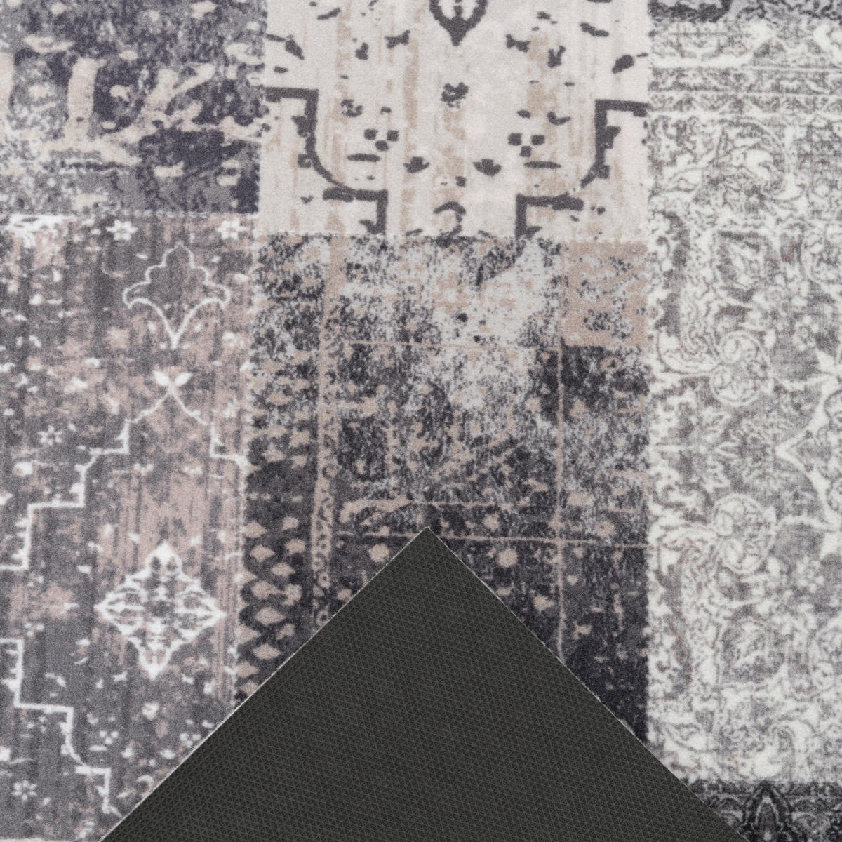 KÜCHENLÄUFER TEPPICH TRENDY PATCHWORK - Grau, Textil (45/145cm) - Pergamon