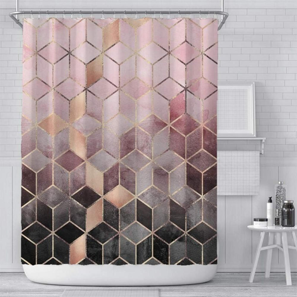 DUSCHVORHANG Rosa Marmoroptik geometrisch Muster Rosa und Grau Polyester - Multicolor, Textil (180/180cm) - MCBOSON