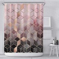 DUSCHVORHANG Rosa Marmoroptik geometrisch Muster Rosa und Grau Polyester - Multicolor, Textil (180/180cm) - MCBOSON