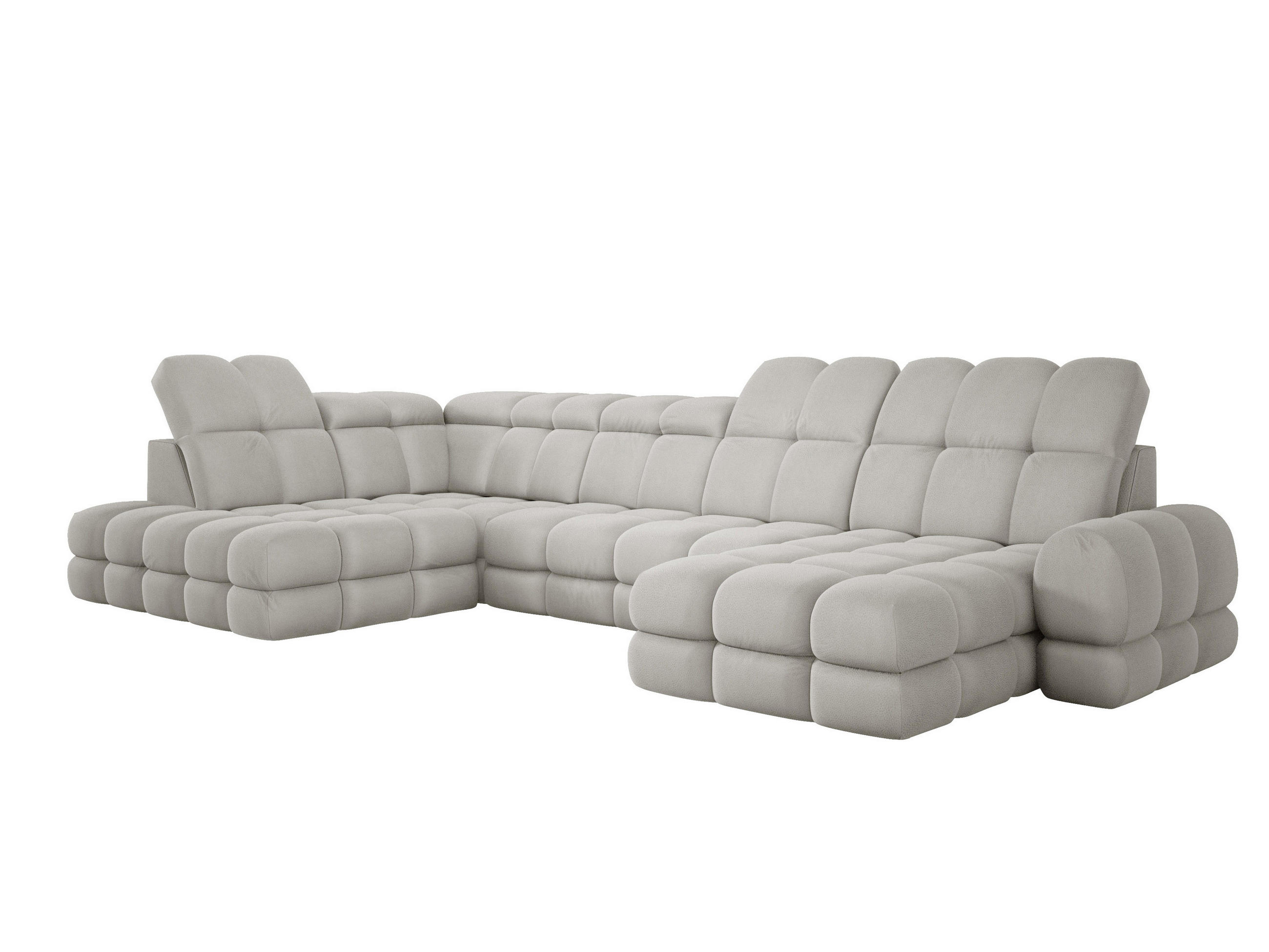 ECKSOFA TOLLO Solar-stoff U-form 400x217x105 cm esche - Silberfarben, Holz/Textil (400/217cm) - DomoHome