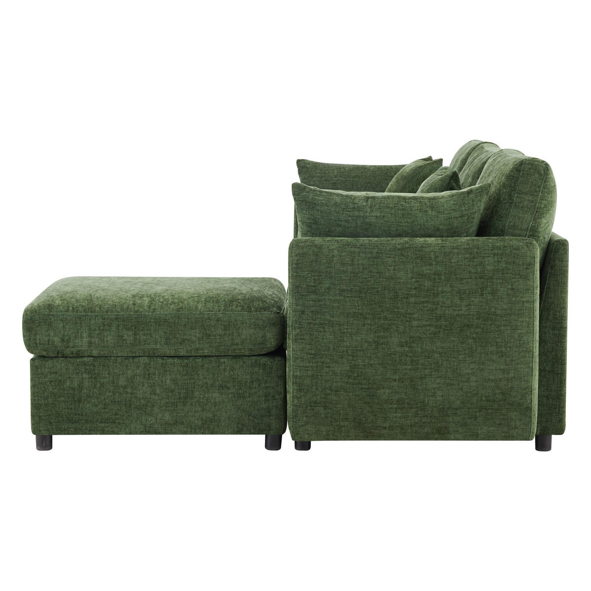 ECKSOFA 216/161/81 cm Grün mit beweglicher Fußhocker - Grün, Textil (216/161cm) - Oxeza