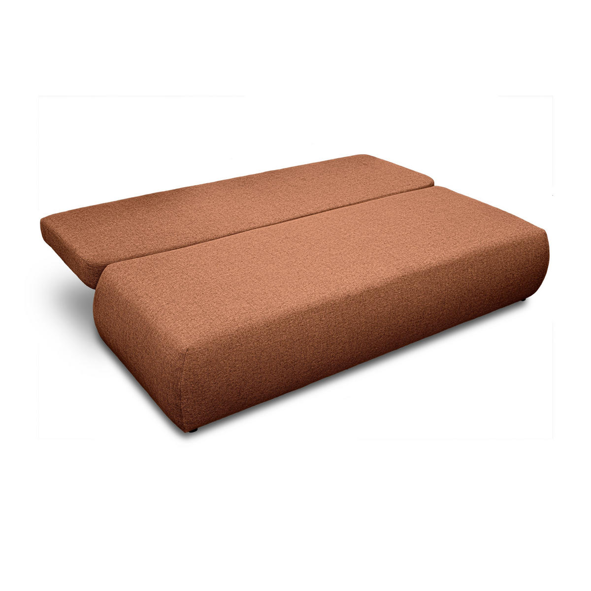 Schlafsofa CLAIRE, zweisitzig, mit Schlaffunktion, Neve 52 - Cognac, Textil (208/90/95cm) - Lookway