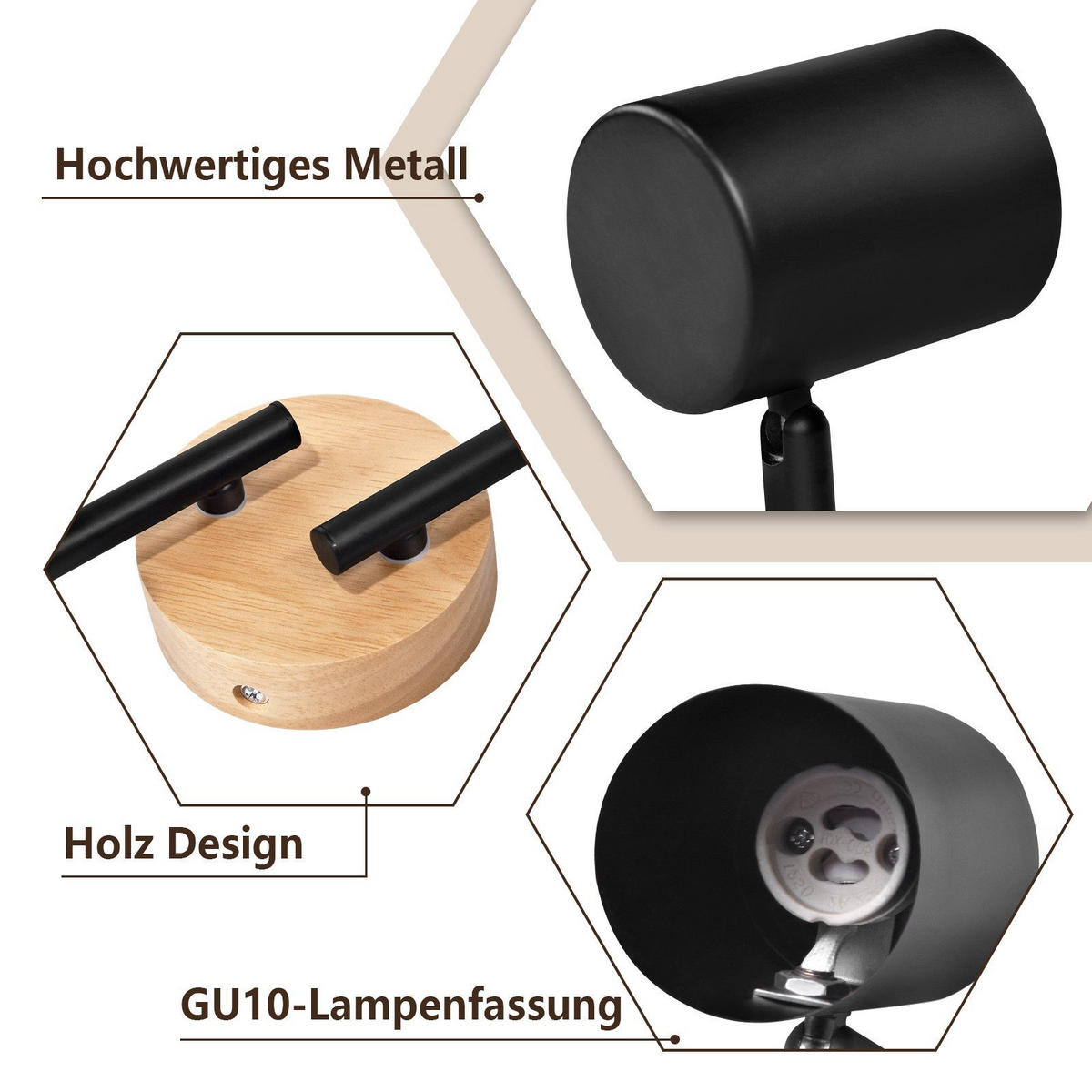 STRAHLER Hersfeld 4-flammig 71/6.5/16.5 cm - Schwarz, Metall (71/6.5/16.5cm) - Nettlife