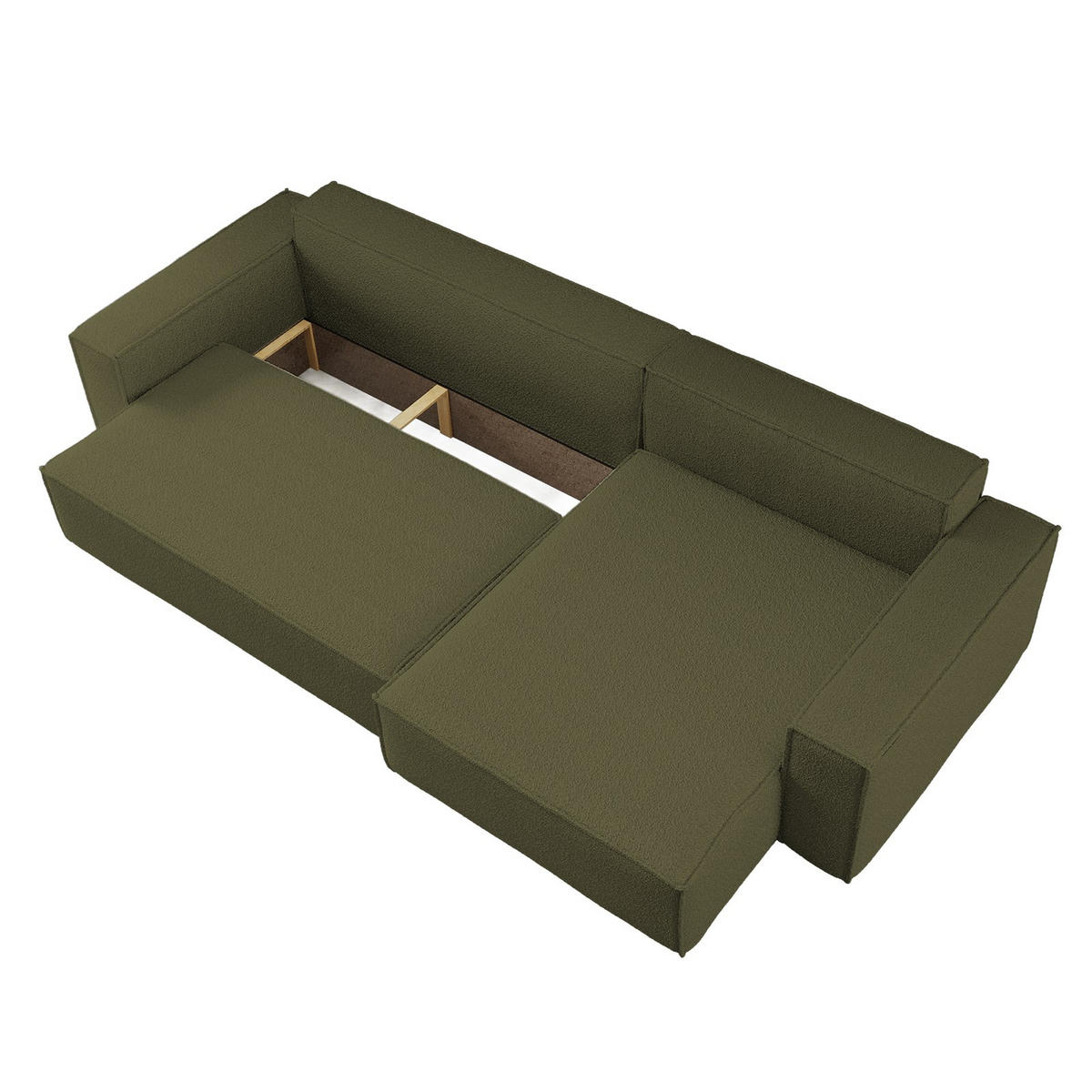 ECKSOFA Mit Schlaffunktion Und Bettkasten, Eckcouch BEST XL Stoff Quelle Olive Rechts - Schwarz/Olivgrün, Holz/Kunststoff (142/142cm) - Kaiser Möbel