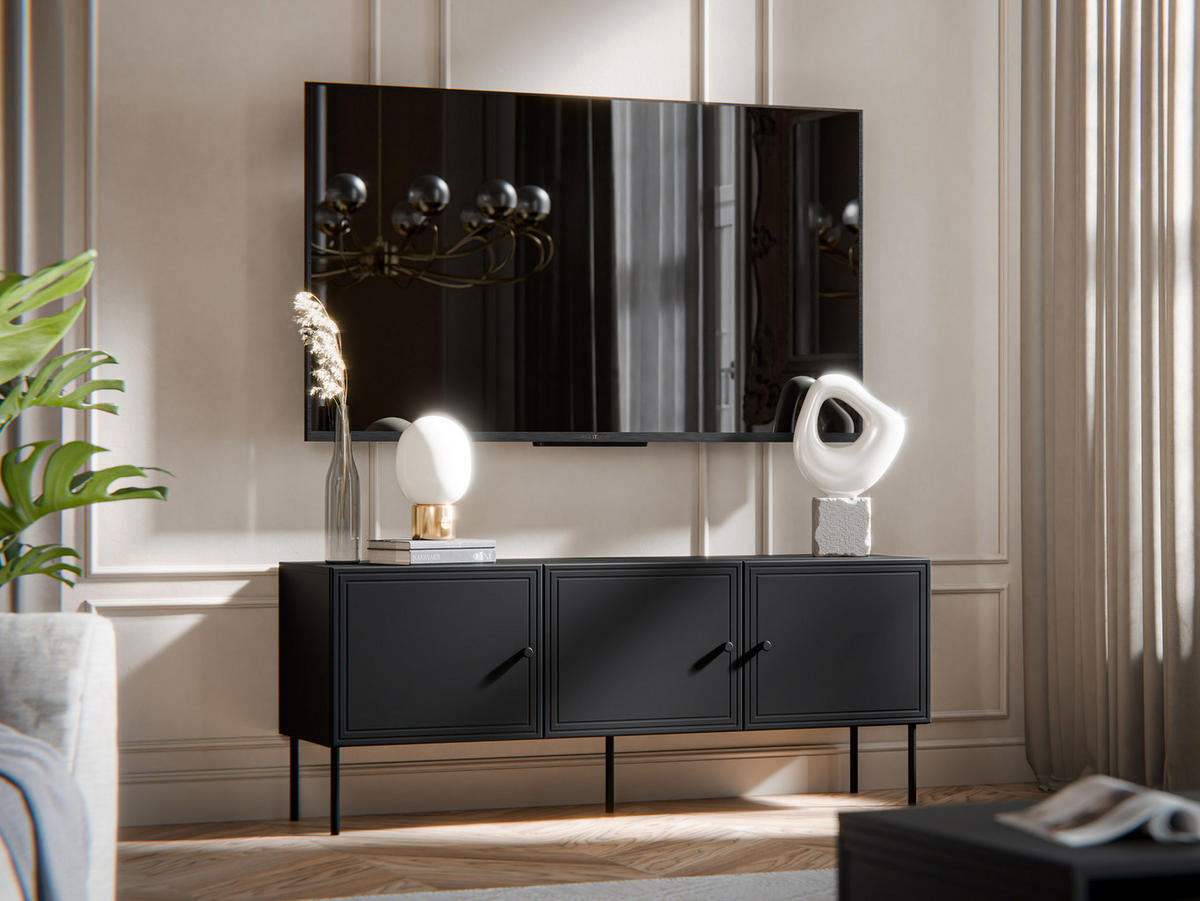TV-LOWBOARD Palazzo Bis 150 3D - Schwarz, Holzwerkstoff/Kunststoff (151/40/60cm) - MIRJAN24