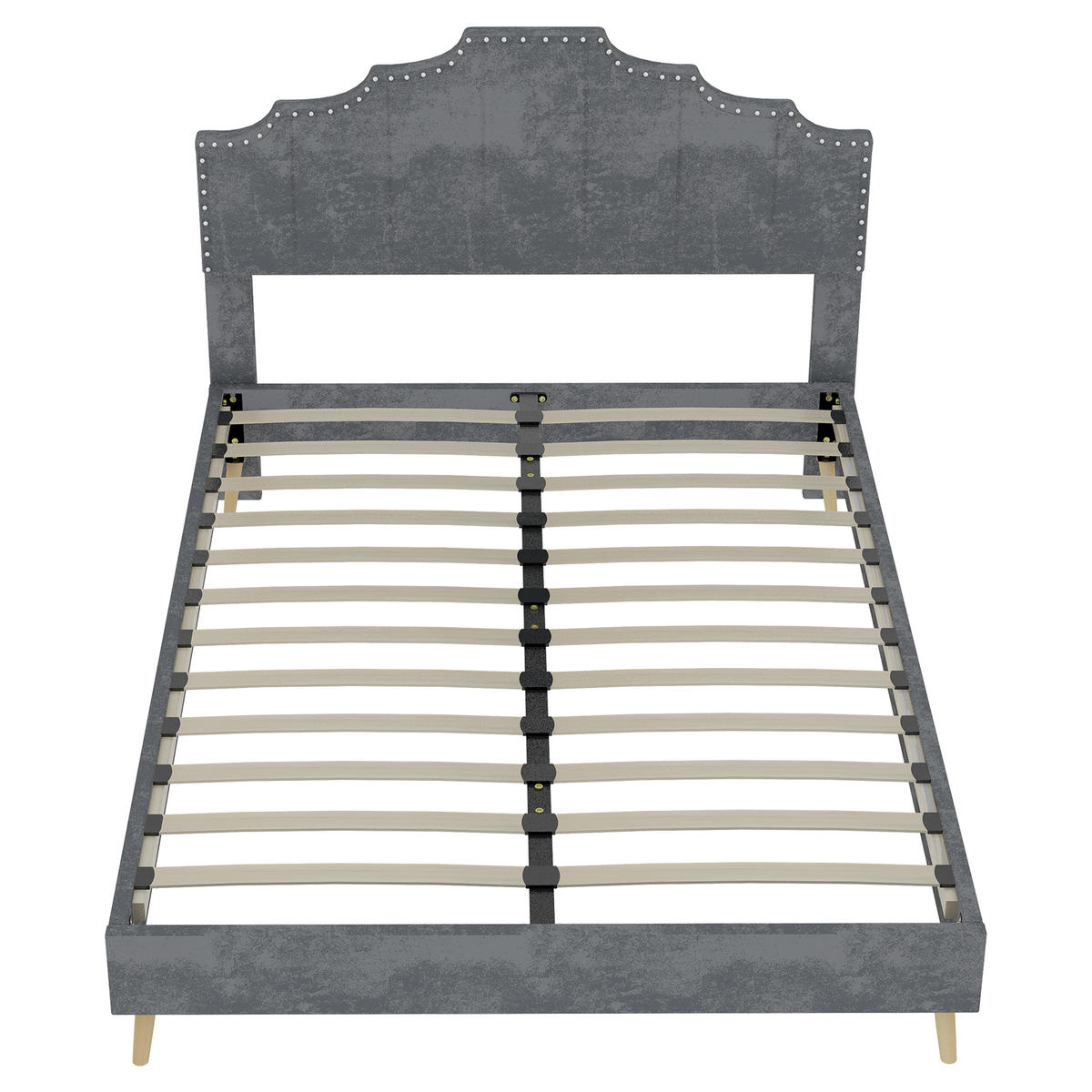 POLSTERBETT 160/200 cm DE-35412 mit weichem Kopfteil Grau - Grau, Metall (160/200cm) - ComfortXL