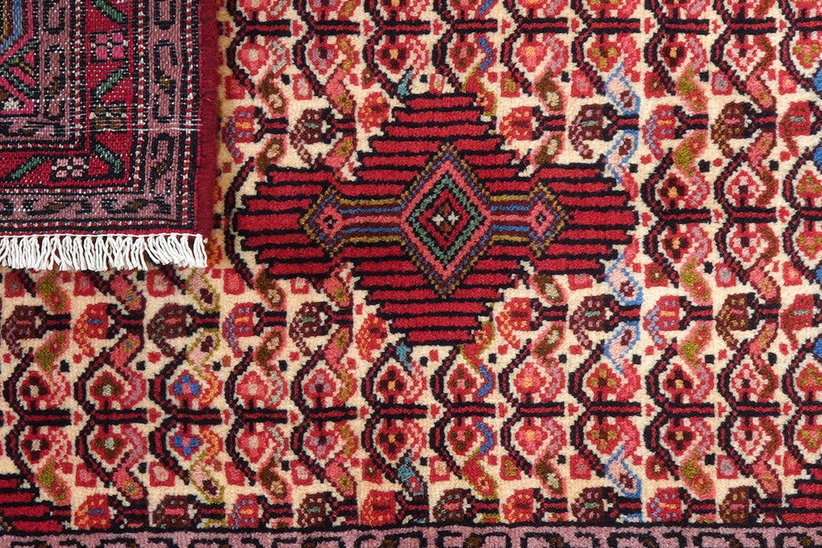 ORIENTTEPPICH handgeknüpft Assadabad Beige, Rot 99/67 cm Schurwolle - Beige/Rot, Textil (67/99cm) - Looma