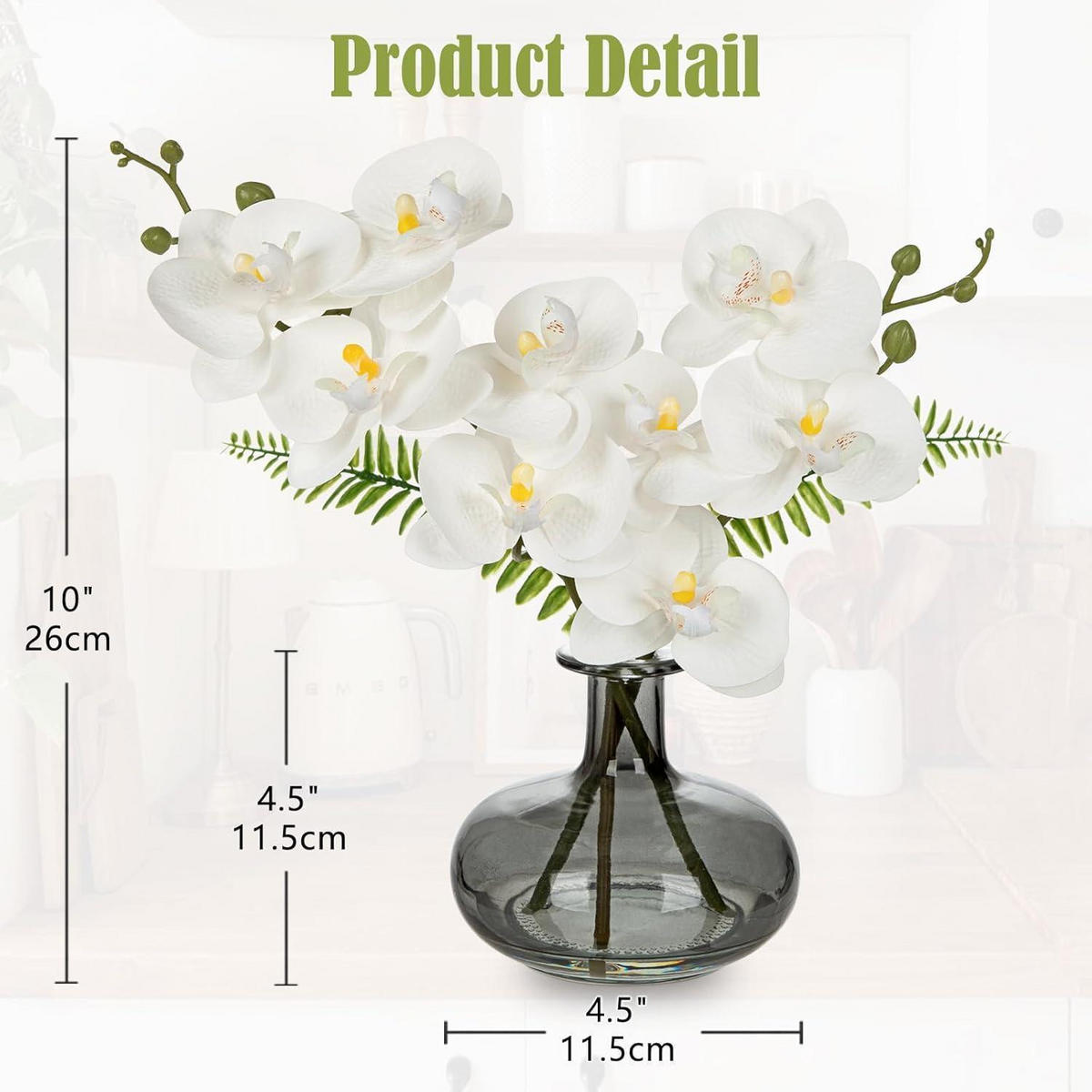KUNSTBLUMEN Orchidee Phalaenopsis Weiß im Glastopf 16 cm - Weiß, Kunststoff (30cm)