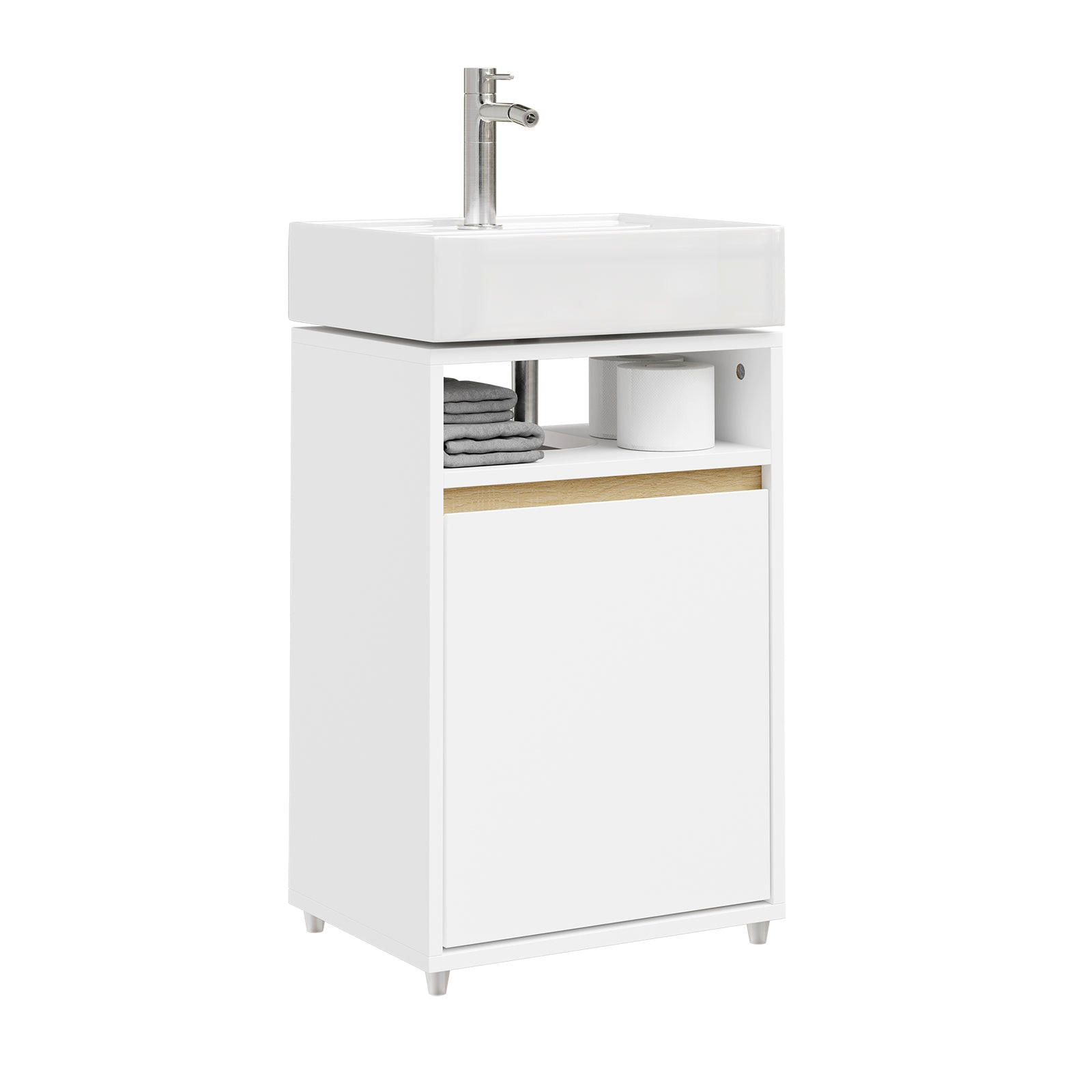 UNTERSCHRANK für Waschbecken BZR222-W - Weiß, Holzwerkstoff (40/60/36cm) - SoBuy