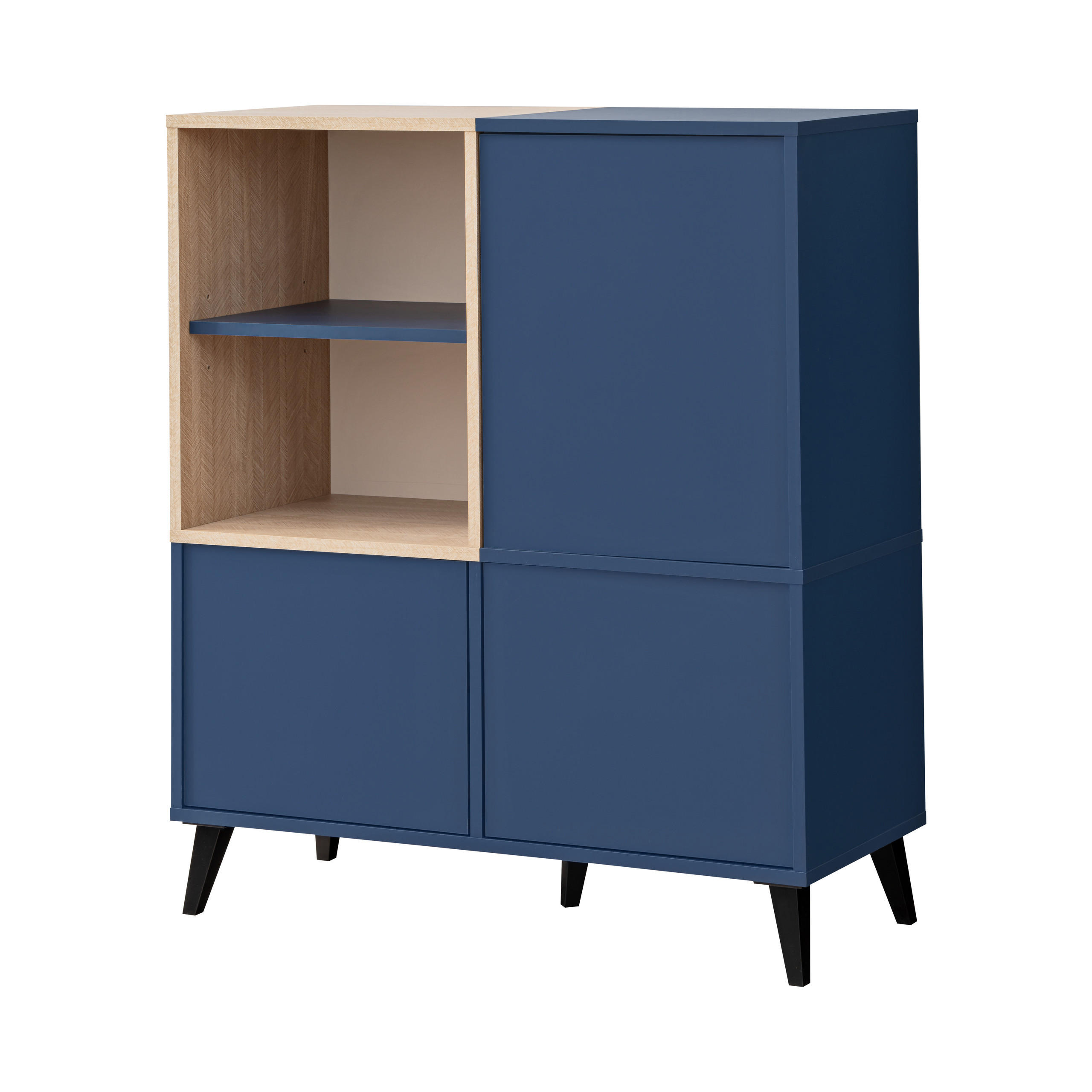 Komodee SIDEBOARD Blau, Hellbraun 90cm × 35cm × 102cm