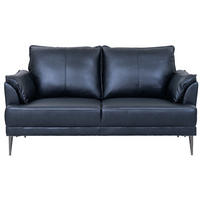 ZWEISITZER-SOFA Echtleder Schwarz - Schwarz, Leder/Metall (160/88/90cm) - Furnhouse