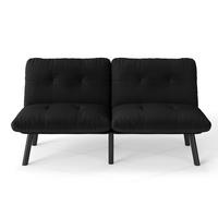 2-SITZER SCHLAFSOFA Samt Schwarz klappbar - Schwarz, Textil/Metall (160/78/81cm) - WISHDOR