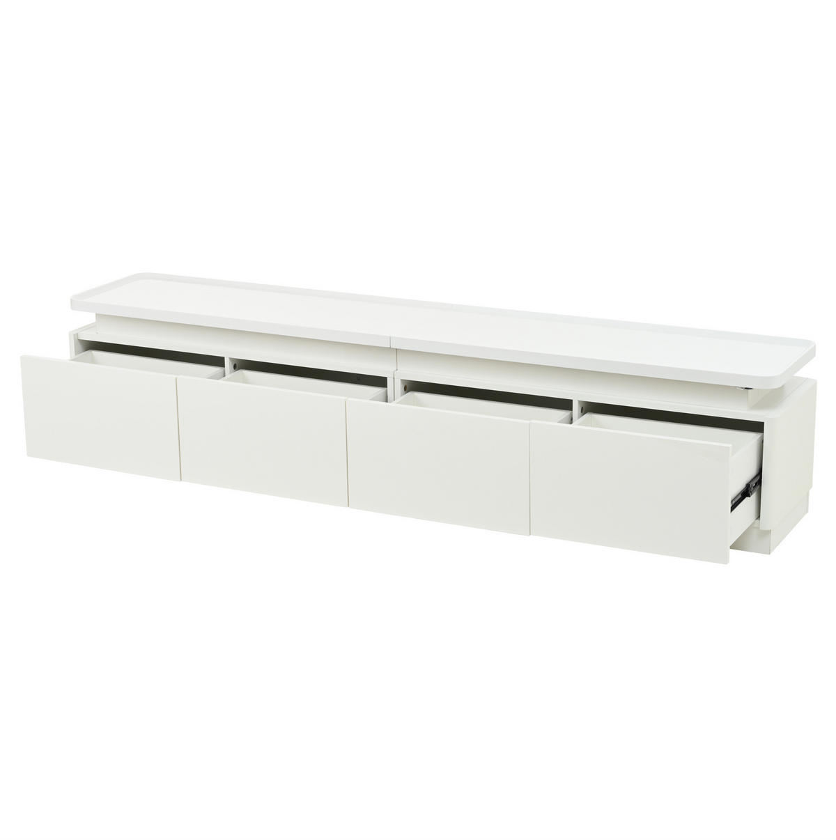 LOWBOARD 180/34/40 cm in Weiß mit LED-Beleuchtung und 4 Schubladen - Weiß, Holzwerkstoff (180/40/34cm) - Flora Grace