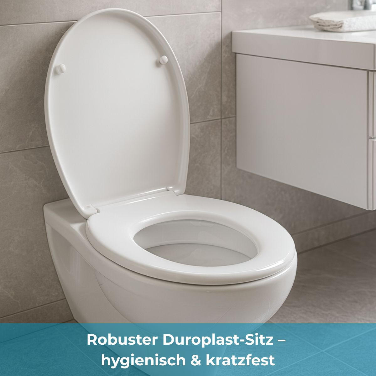 WC-SITZ Duroplast mit Absenkautomatik & Easy-Fix Clip-System - Weiß, Kunststoff (37/3/44cm) - eVendix