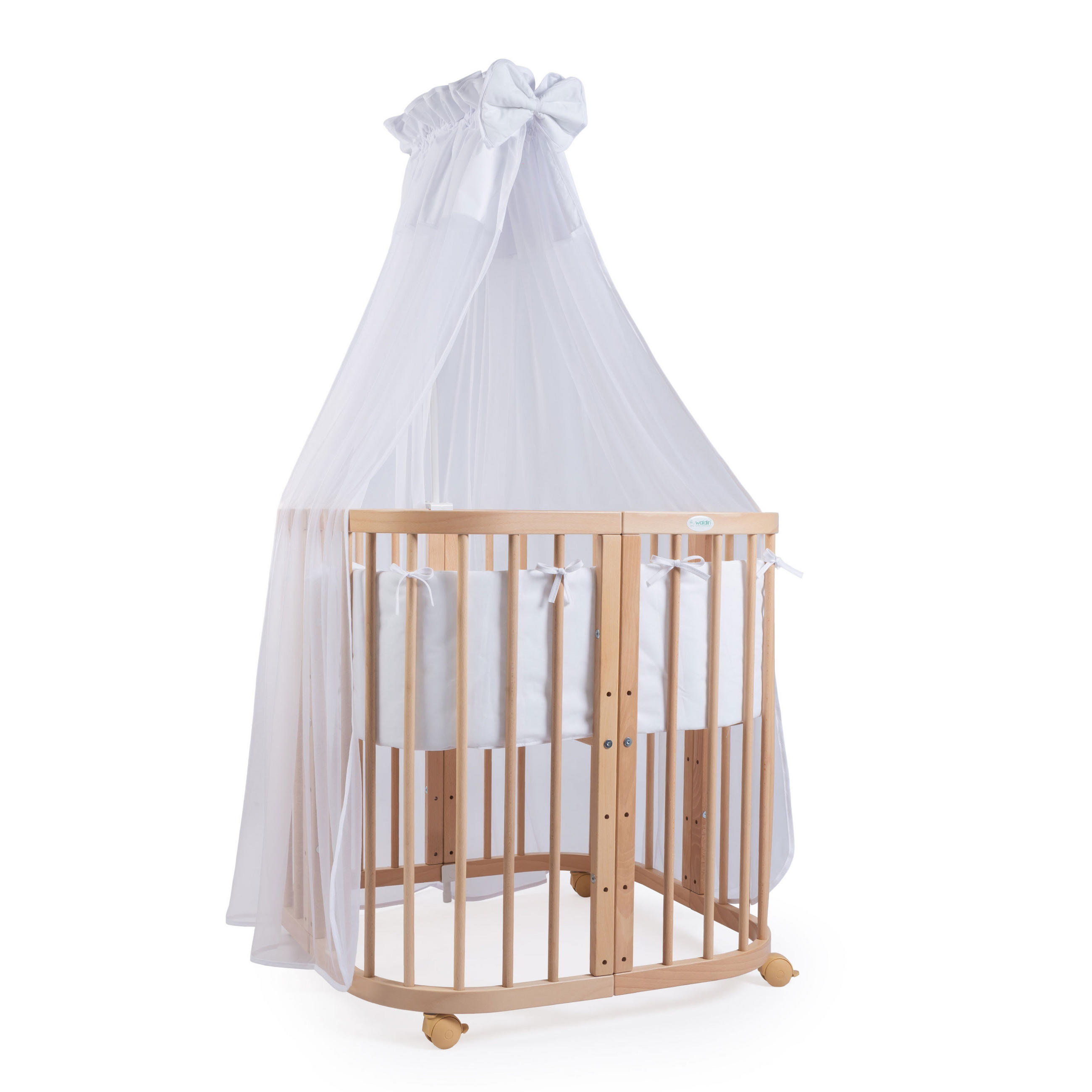 BABYBETT NATUR, 7in1 mit Matratze - Naturfarben/Weiß, Holz (73/123cm) - waldin
