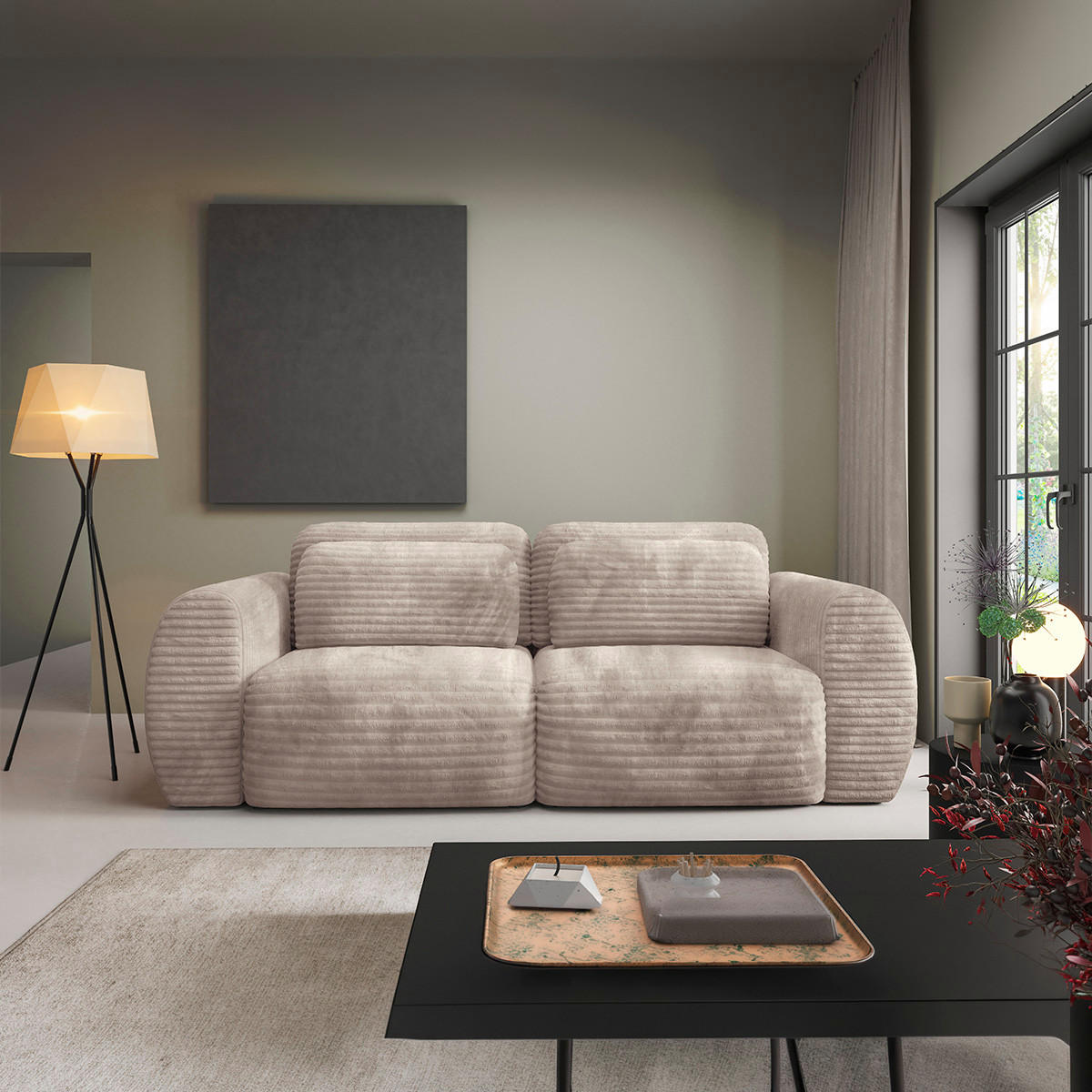 SOFA Camilla 3 Sitzplätze Taupe - Taupe, Holz (266/95/121cm) - Petits-meubles