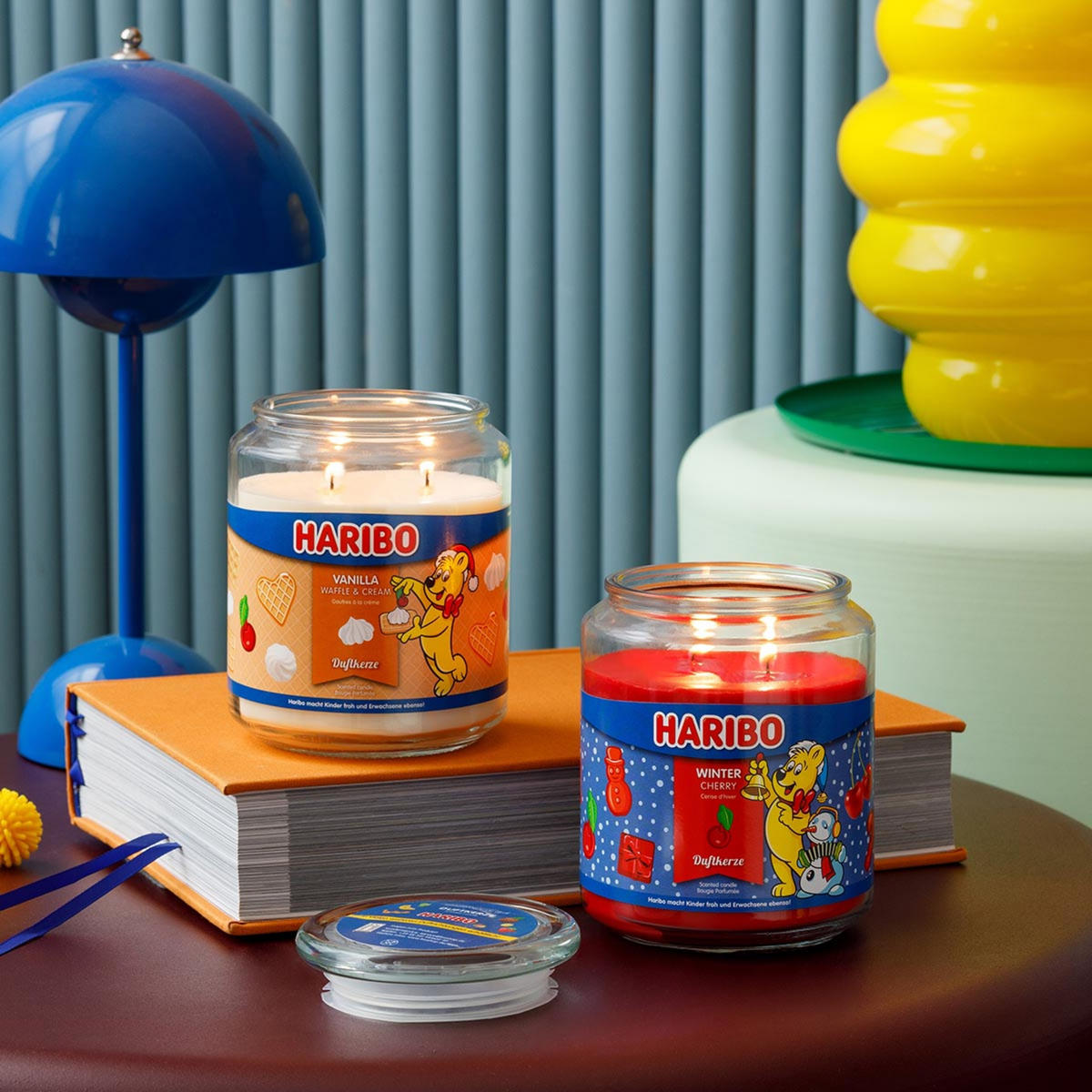 DUFTKERZE Haribo - Dunkelrosa, Glas/Naturmaterialen (13cm)