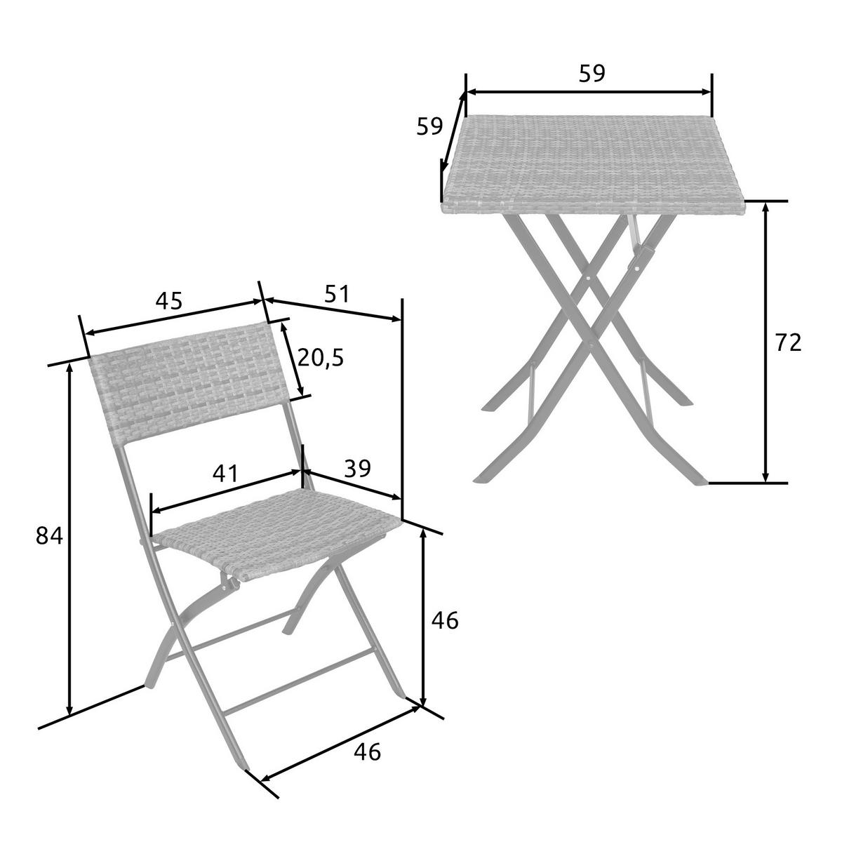 RATTANSET Trevi,geringes Gewicht,schwarz - Schwarz, Kunststoff - tectake