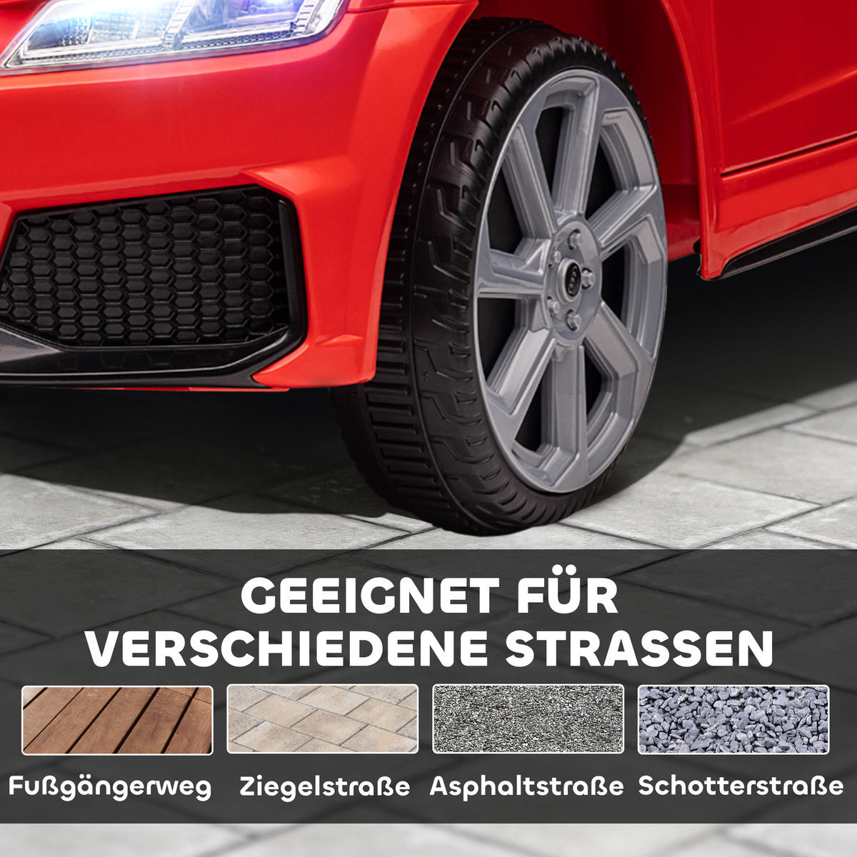KINDERFAHRZEUG Fernbedienung Elektroauto MP3 3–5 Jahre Kunststoff Rot - Rot, Metall (102/60/44cm) - HOMCOM