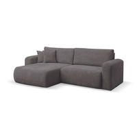 ECKSOFA Roma, Eckcouch in L-Form mit Schlaffunktion und Bettkasten, Farbe: Dunkelgrau, Cordstoff, Ottomane Universal - Dunkelgrau, Textil (244/142cm) - VENASI MÖBEL