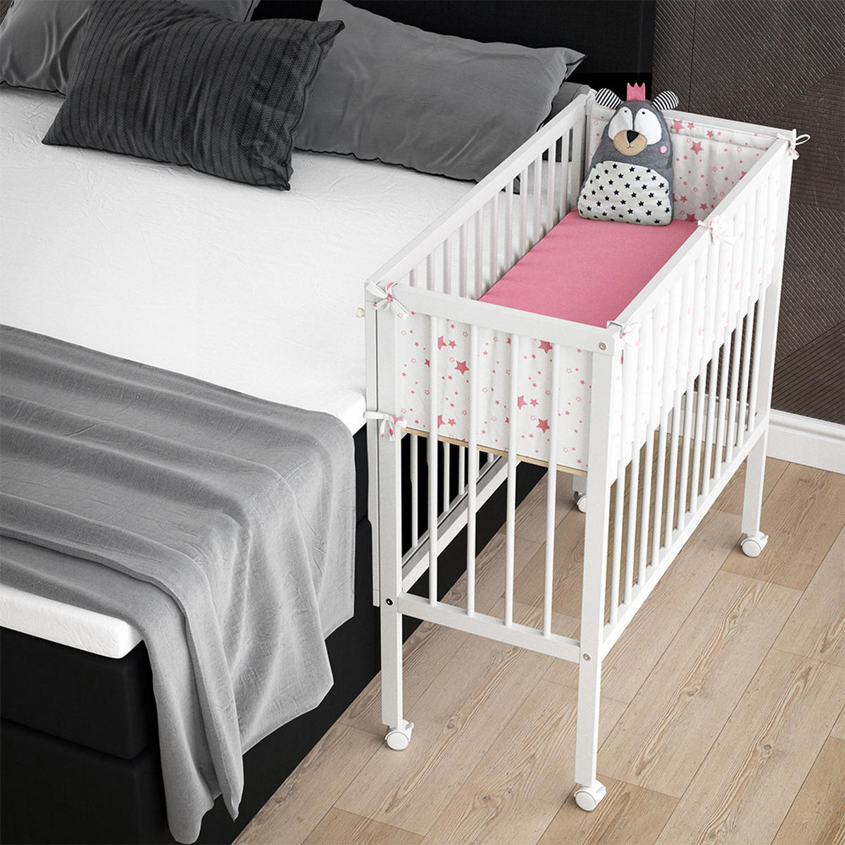 BEISTELLBETT Sophie Weiß 94 x 90 cm 2 Seitenschienen - Weiß, Holz (40/90cm) - VitaliSpa