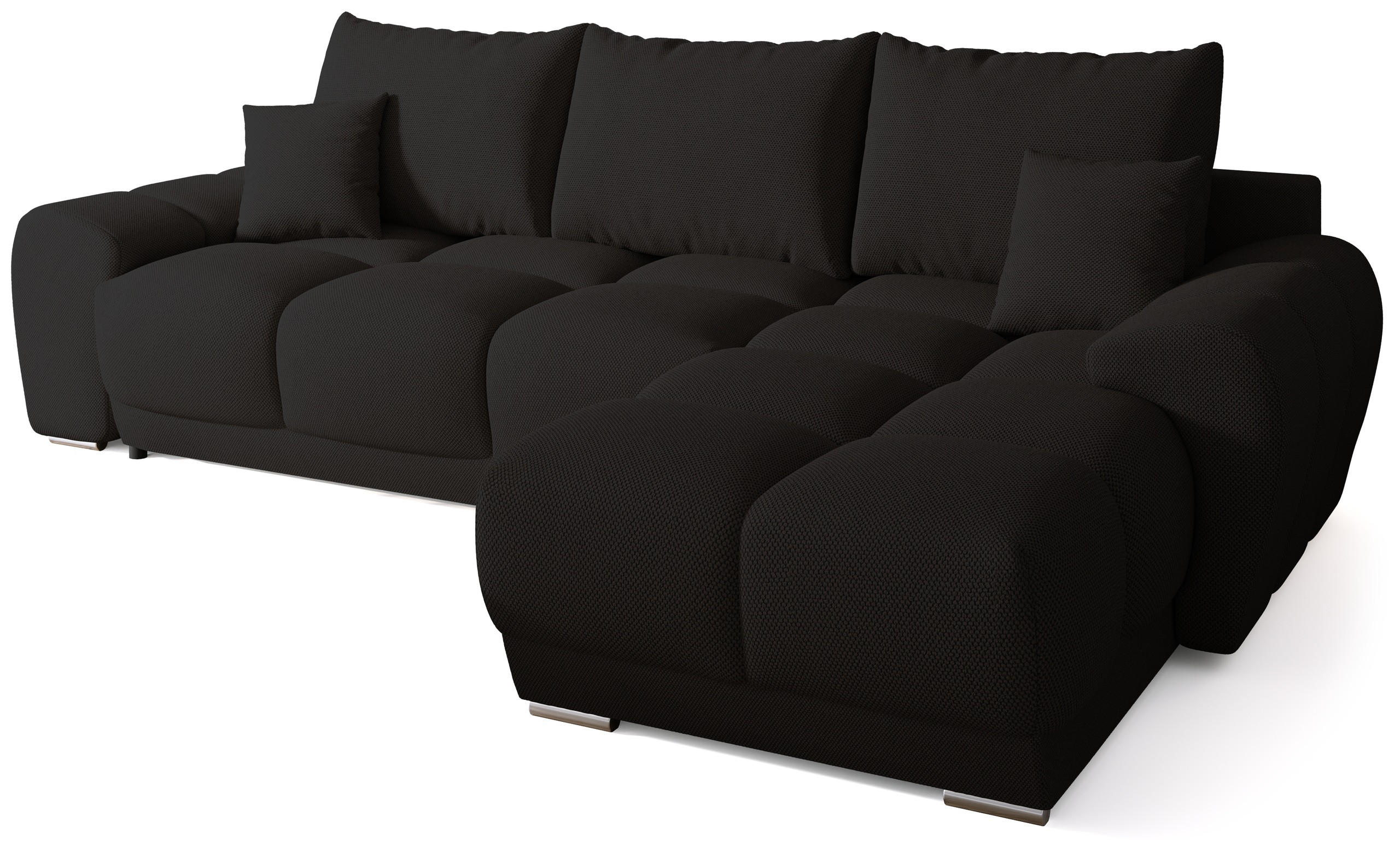 ECKSOFA Nubes mit Schlaffunktion Schwarz - Silberfarben/Schwarz, Kunststoff/Textil (290/180cm) - Bromarkt