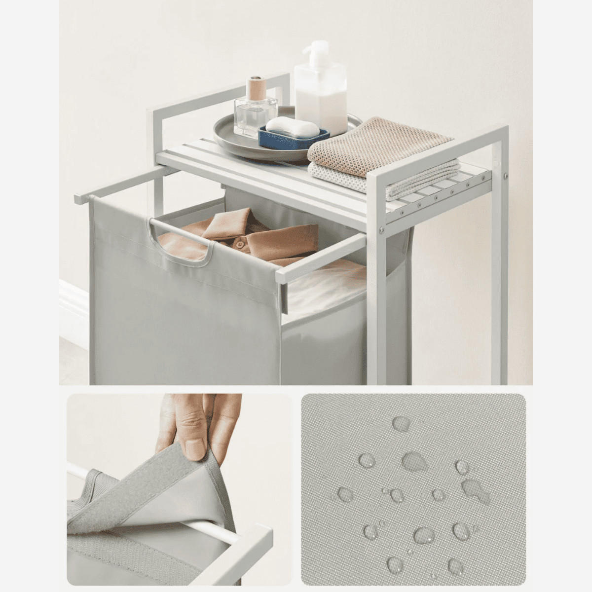 WÄSCHEKORB 1 Schublade - L50 cm - Hellgrau, Holzwerkstoff (33/76/50cm) - Calicosy