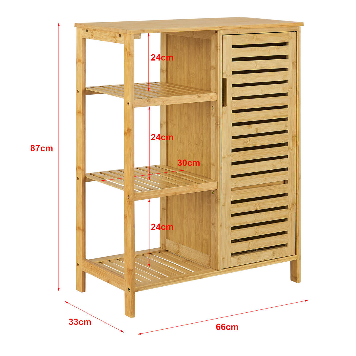 BADEZIMMERSCHRANK Vetlanda - Naturfarben, Holz (66/87/33cm) - [en.casa]
