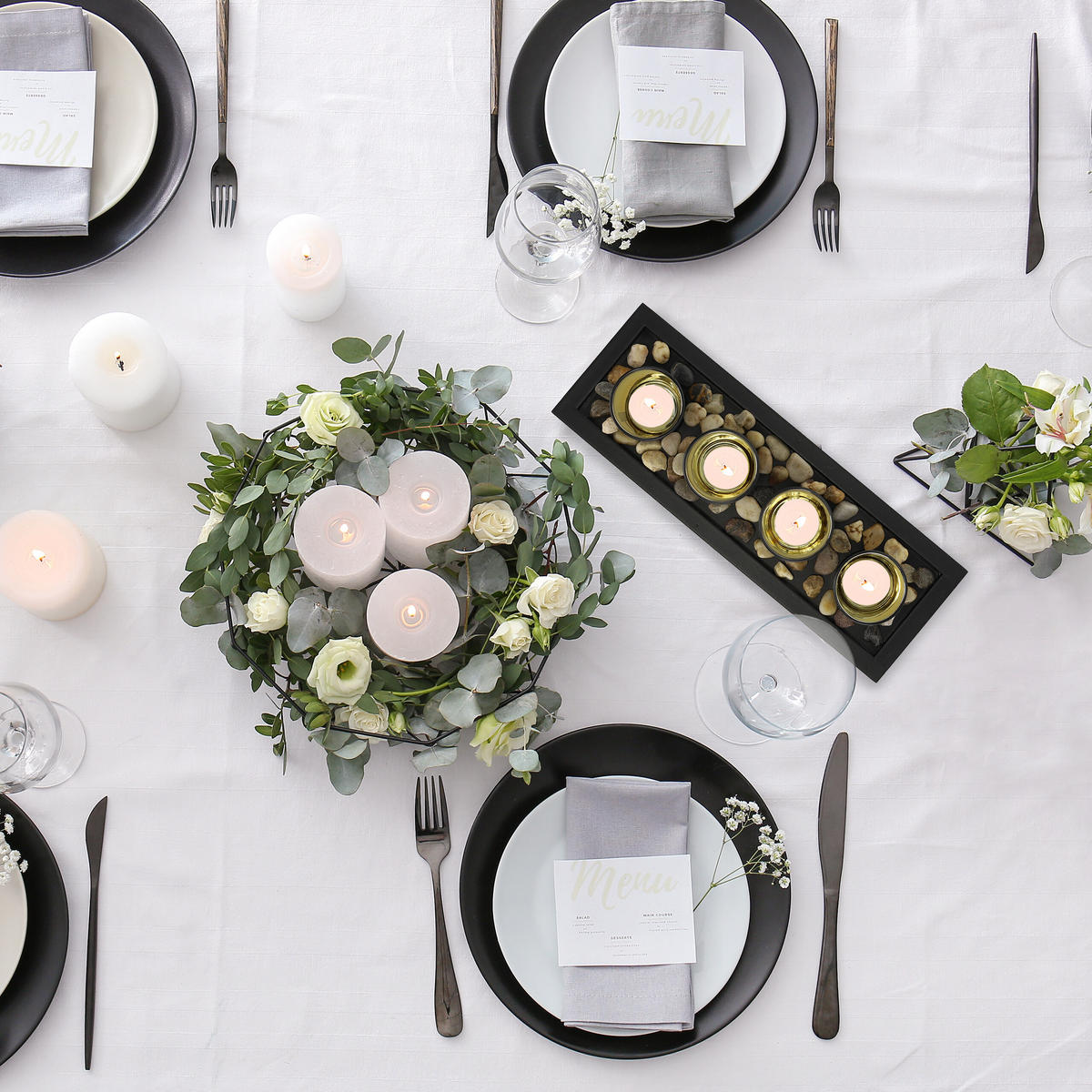 TEELICHTHALTER - Schwarz, Glas/Holzwerkstoff (7.5cm) - Relaxdays