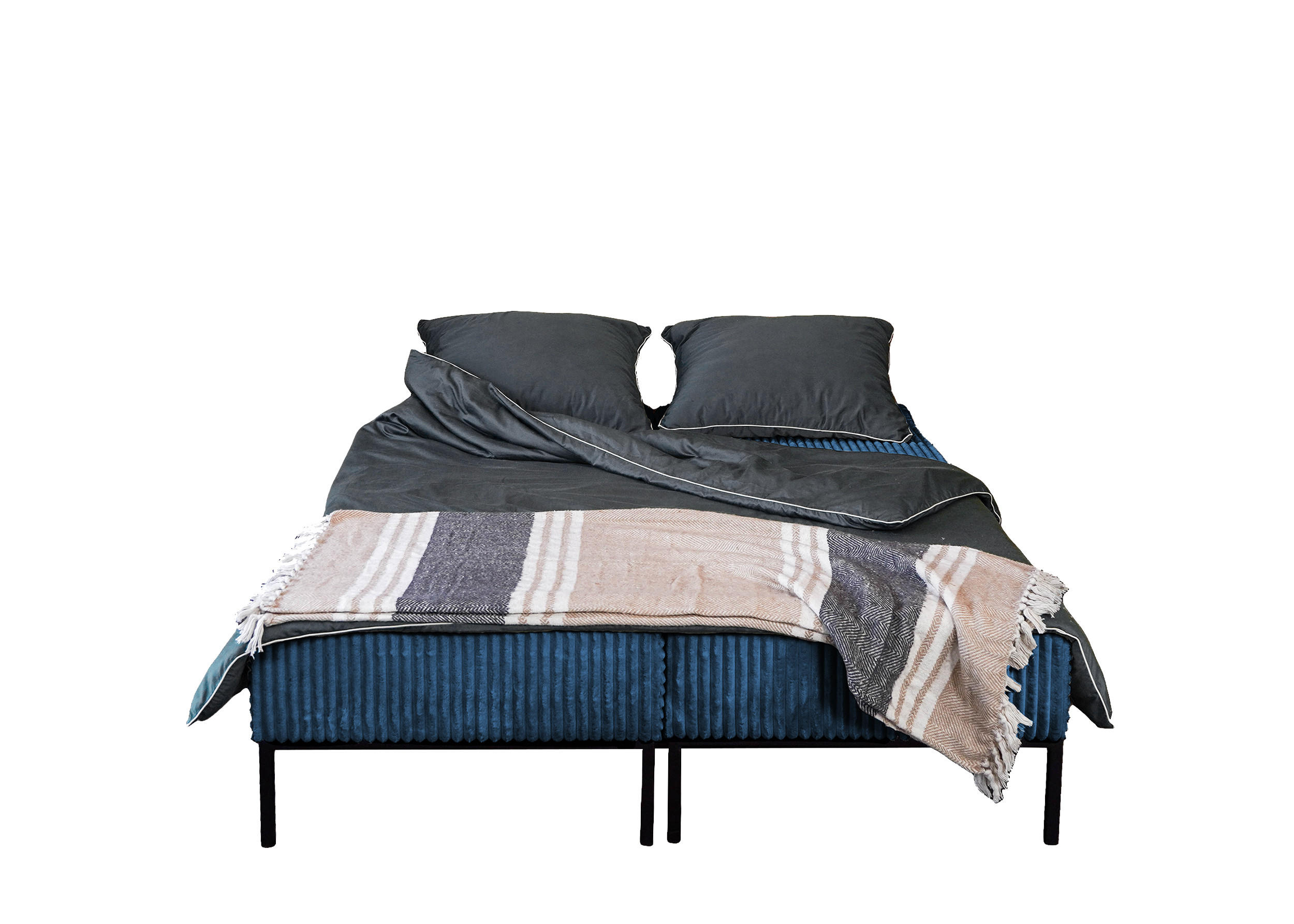 BETT MOOKA 4in1-Multifunktions-System Stoff Velo Dunkelblau - Dunkelblau, Holz (160/200cm) - Kaiser Möbel
