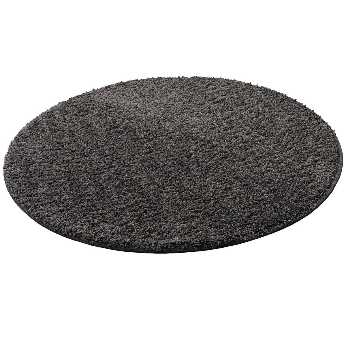 LUXUS HOCHFLOR LANGFLOR TEPPICH MILANO RUND - Anthrazit, Textil (100/100cm) - Snapstyle