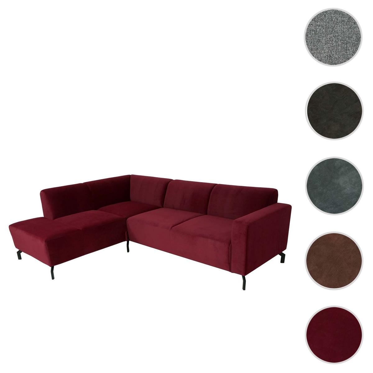 ECKSOFA OTTOMANE LINKS Bordeaux - Bordeaux, Textil (247/195cm) - MCW