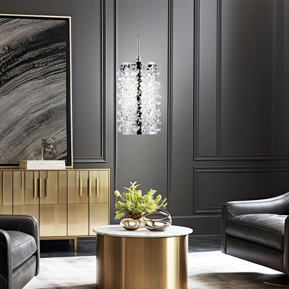 LED HÄNGELEUCHTE GLOSSY Silber Chrom - Silberfarben, Metall (11/11/150cm)