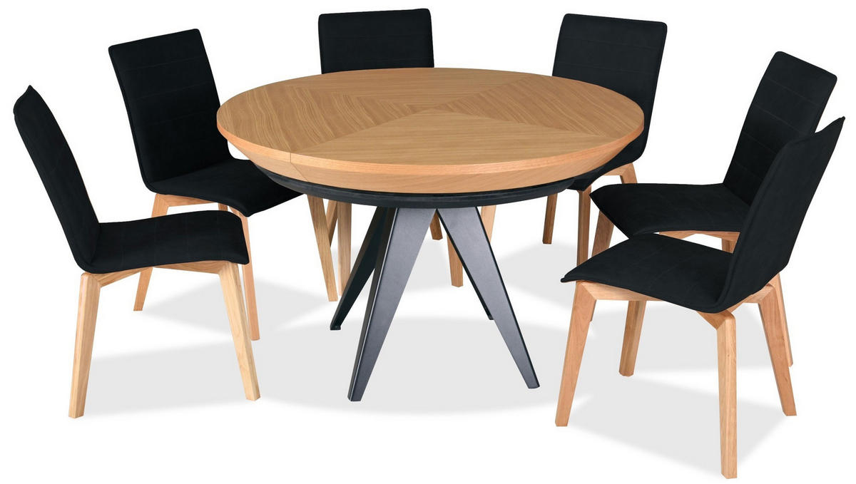 ESSTISCH GLOBO Ausziehbar 130 - 230 / 130 x 76 cm - Eichefarben/Schwarz, Holz (130/130/76cm) - MASSENO