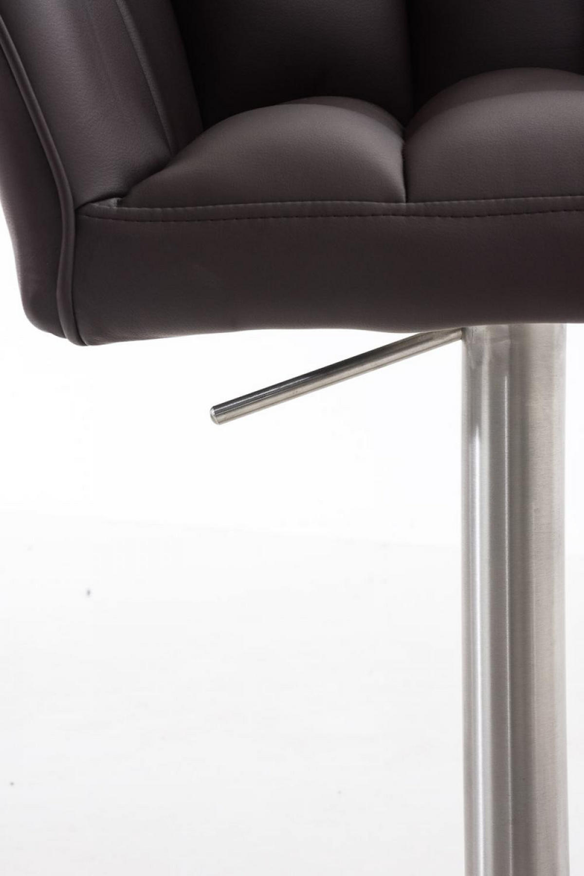 BARHOCKER 2er Set Lederlook Braun - Edelstahlfarben/Braun, Textil/Metall (64/88/45cm) - CLP