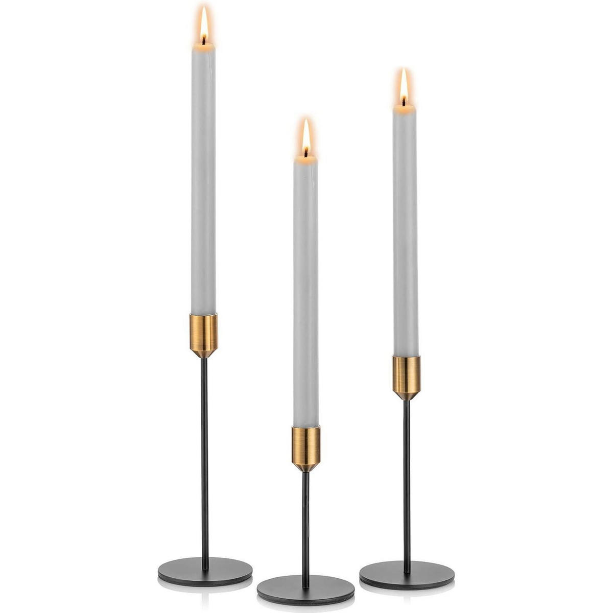 KERZENSTÄNDER 3er-Set Gold & Schwarz 24/20/14 cm - Multicolor, Metall (5/5/10cm)