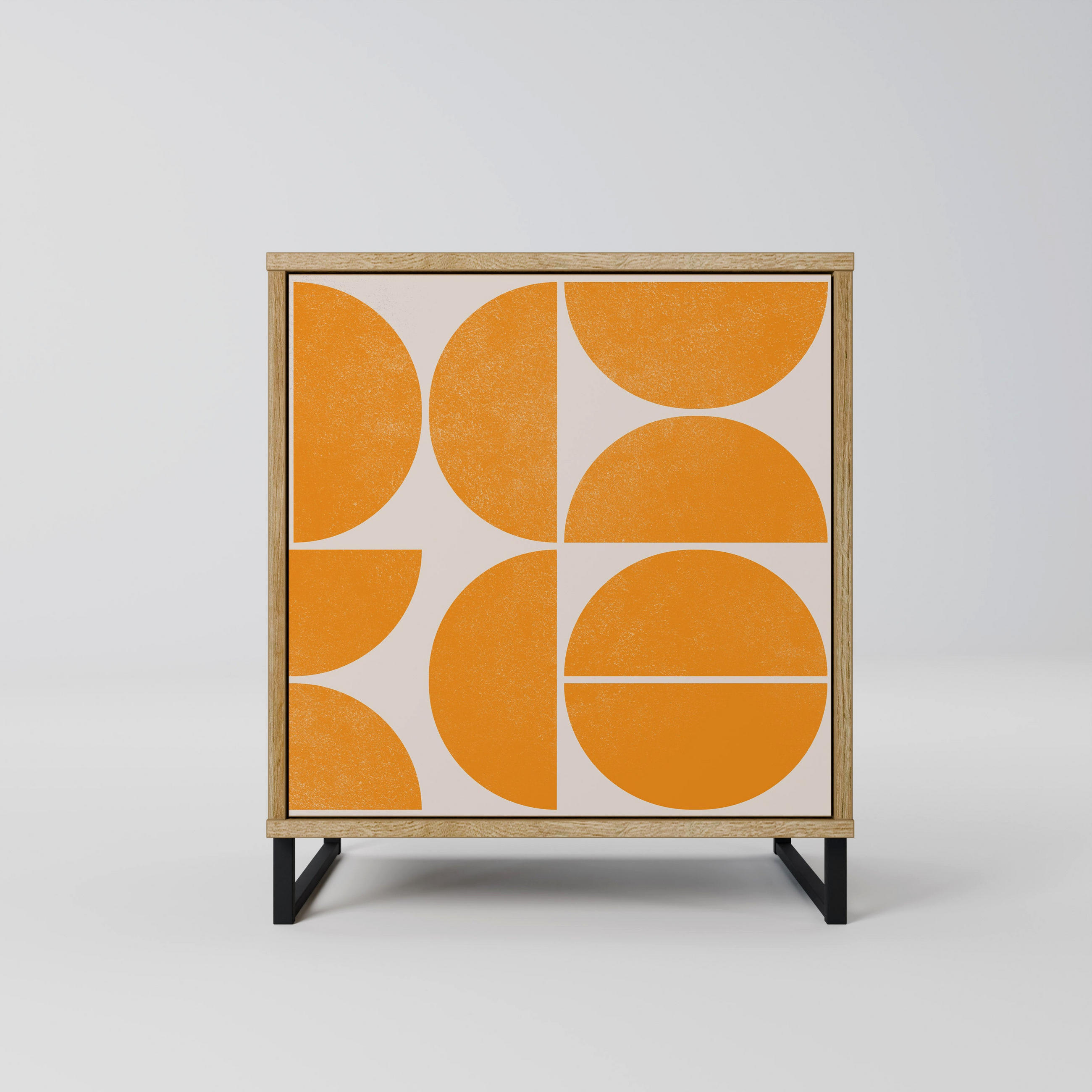 SIDEBOARD RECURRING DREAMS, Eichefarben, 57,5x42x67,5 cm, Schwarze Metall-Rahmenfüße - Eichefarben/Multicolor, Holzwerkstoff/Metall (57.5/67.5/42cm) - SpaceRebels