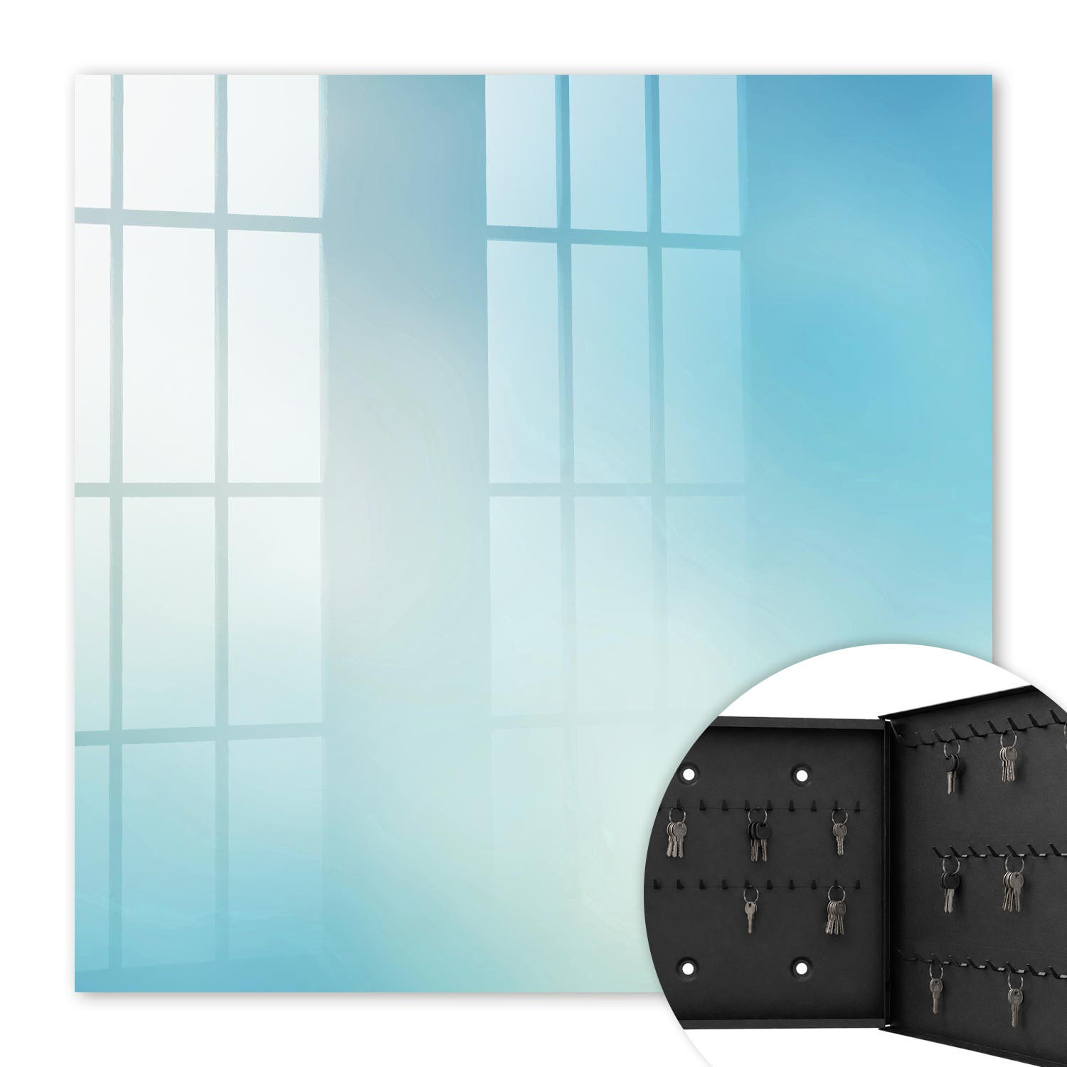 SCHLÜSSELBOX Schwarz 30x30 cm- Türöffnung nach rechts - Himmlischer Traum - Blau, Metall (30/30/5cm) - TULUP