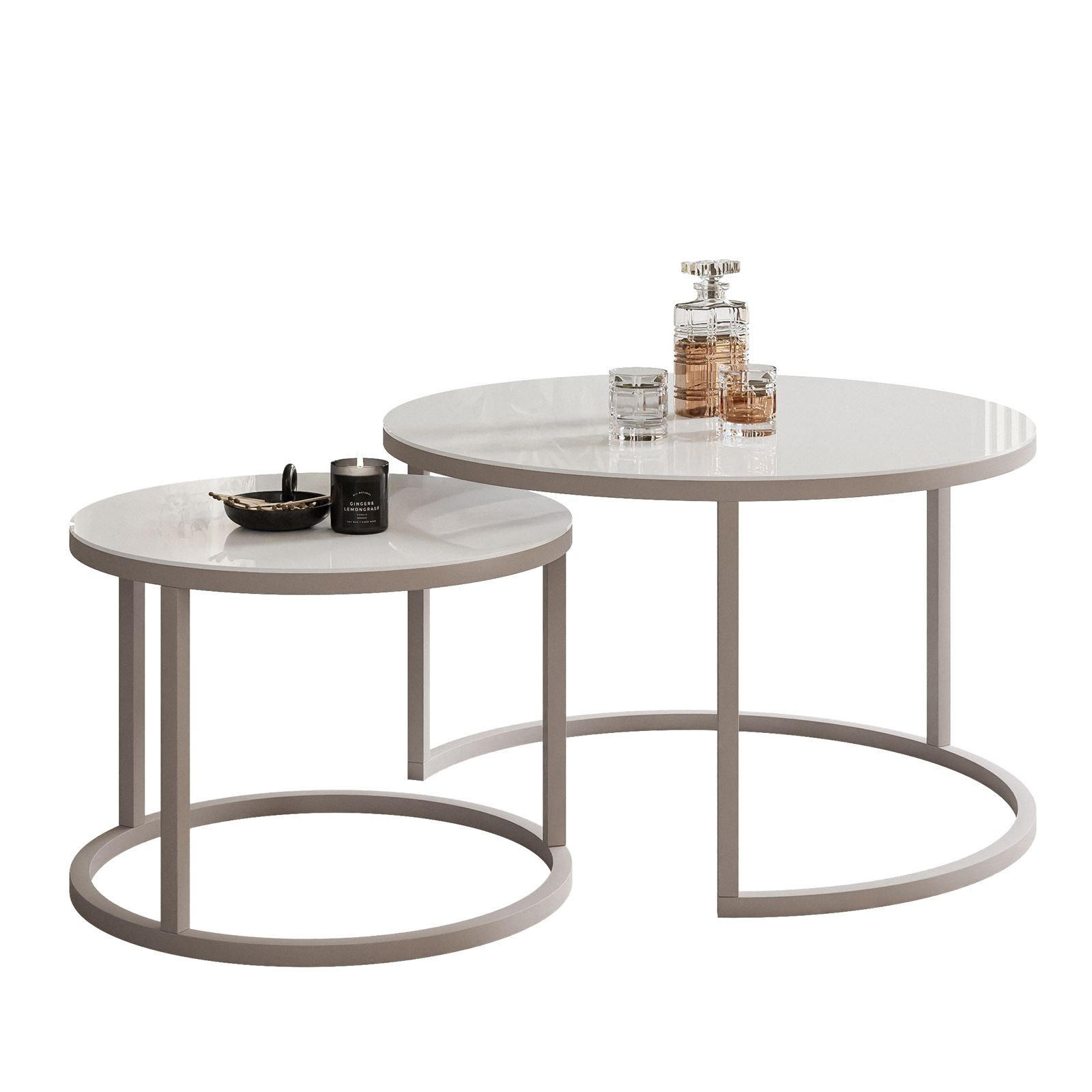 COUCHTISCH CIRI 2-in-1 GLAS KASCHMIR - Kaschmir/Beige, Glas (70/70/47cm) - Lookway