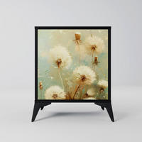 SIDEBOARD DREAMY MEADOW, Schwarz, 57,5x42x70,5 cm, Schwarze Metall-Sternfüße - Multicolor/Schwarz, Holzwerkstoff/Metall (57.5/70.5/42cm) - SpaceRebels