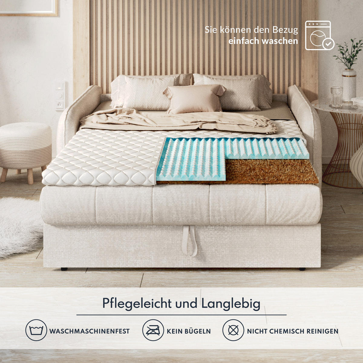 TOPPER Malta Kokos 5 - Weiß, Textil (120/200cm) - FDM