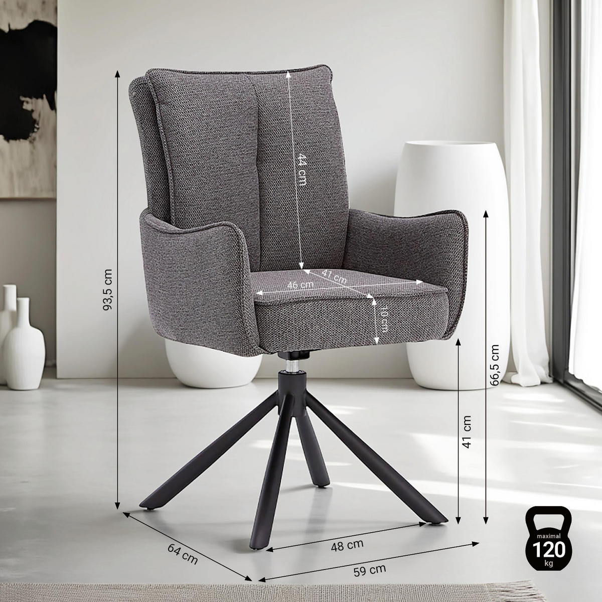TISCHGRUPPE 200x100 cm braun schwarz mit 6 Stühle Anthrazit - Anthrazit/Braun, Metall (100/94/200cm) - Homestyle4u